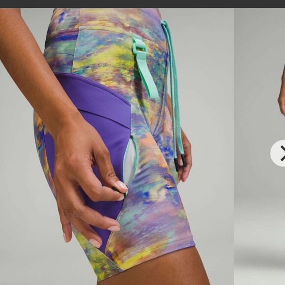 NWT New LULULEMON Cargo Super High Rise Hiking Bike Short 8" Purple Tie Dye 8 - Picture 3 of 7
